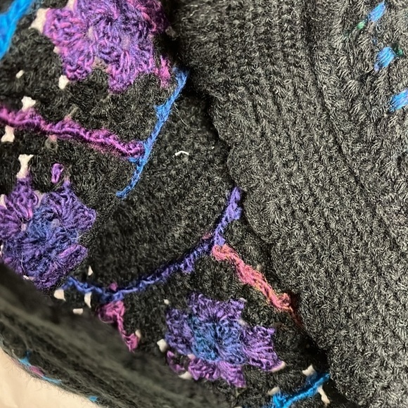 Anna Sui X Free People Black and Blue Crochet Bucket Hat